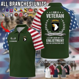 Johnson US Veteran x Raglan Zip Polo Shirt by Drovenwear.com