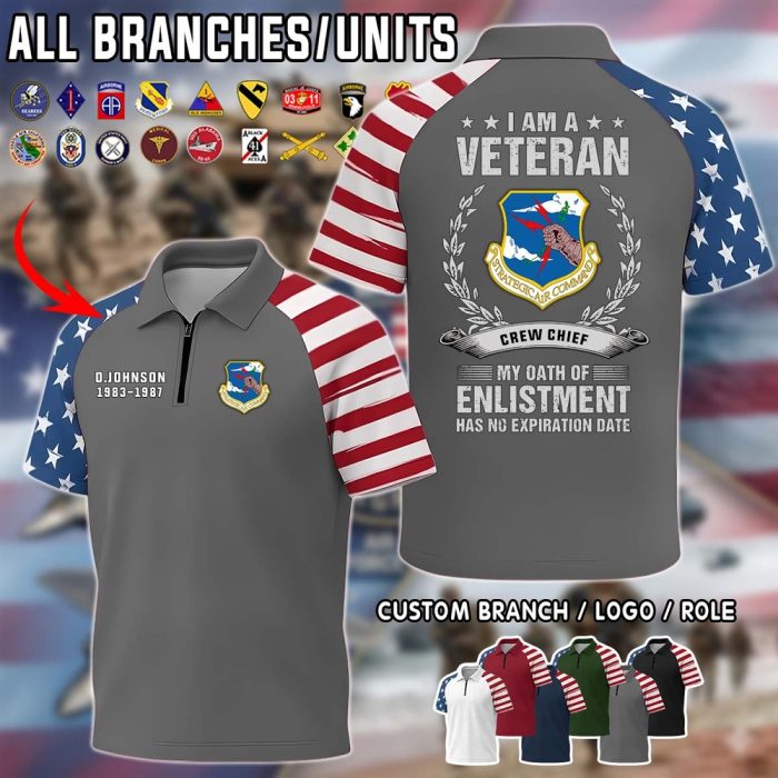 Johnson US Veteran x Raglan Zip Polo Shirt - Image 3