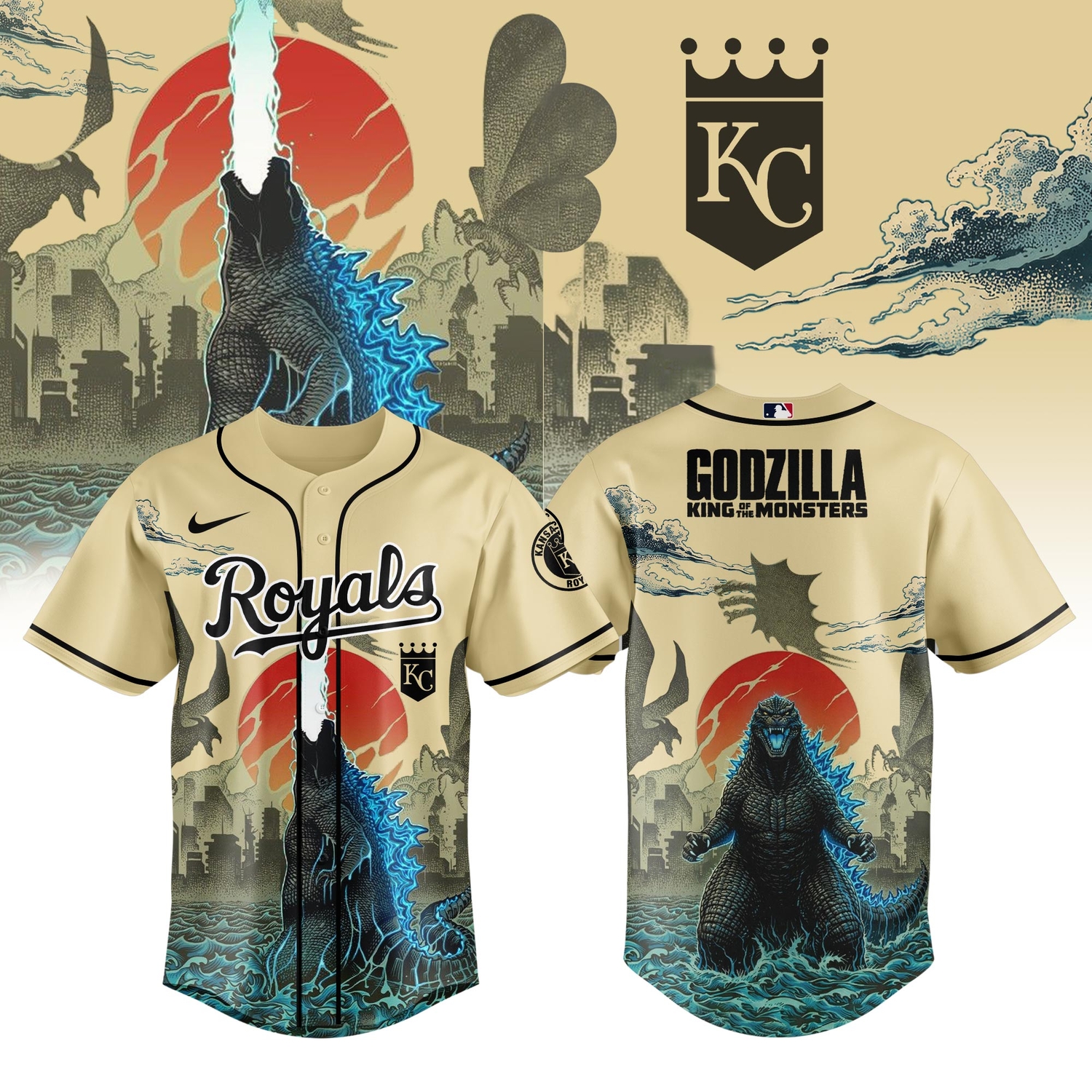 Kansas City Royals Godzilla King Of The Monsters Special Edition Baseball Jersey Kansas City Royals Godzilla King Of The Monsters Special Edition Baseball Jersey