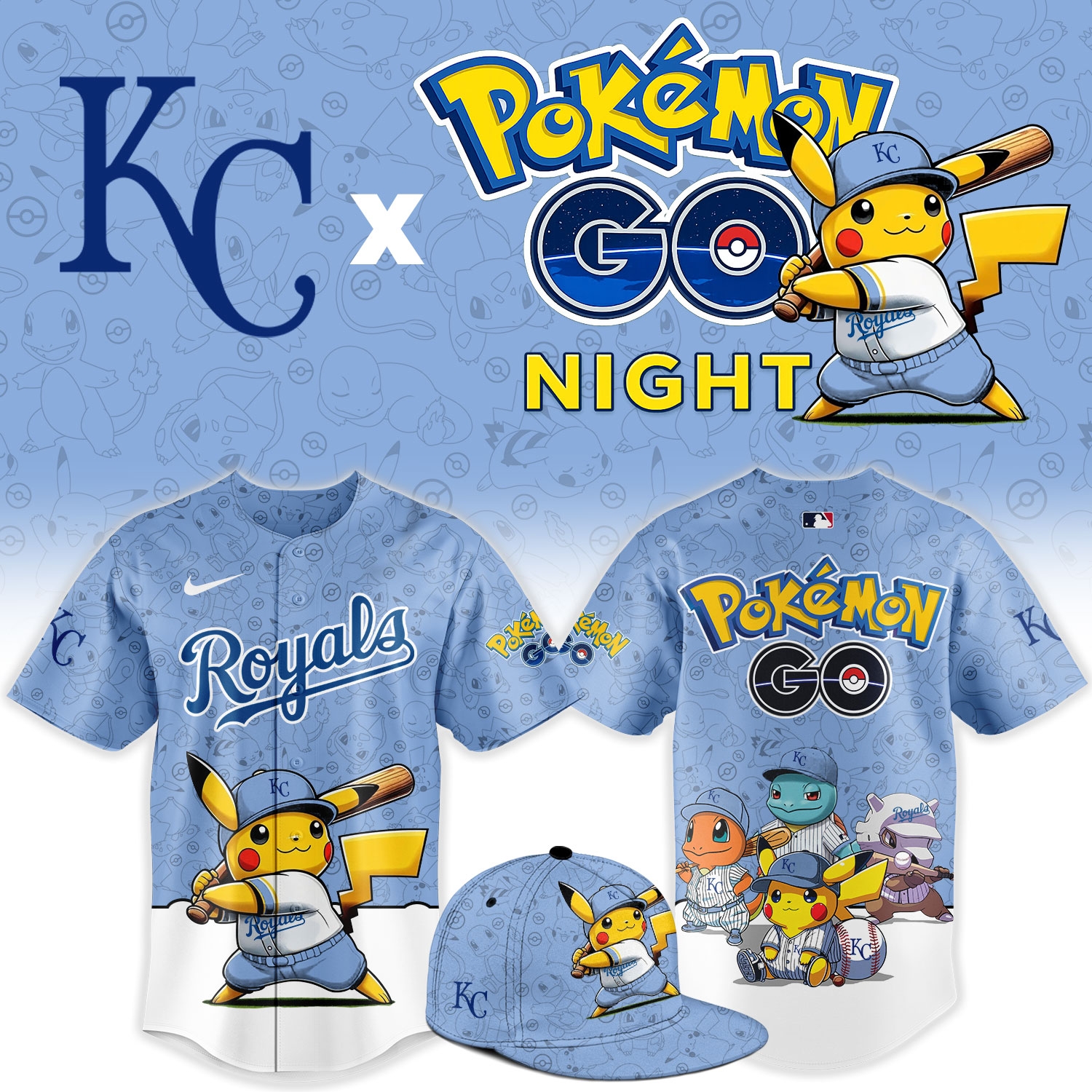 Kansas City Royals Pokémon GO Night Limited Edition Baseball Jersey Kansas City Royals Pokémon GO Night Limited Edition Baseball Jersey