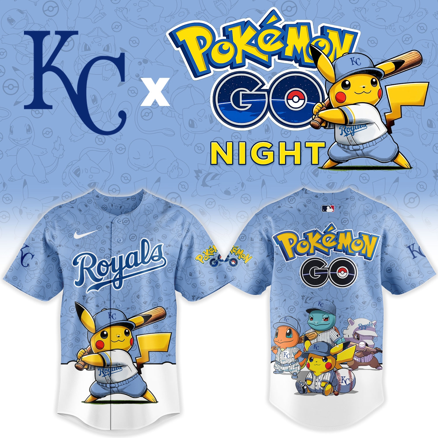 Kansas City Royals Pokémon GO Night Limited Edition Baseball Jersey Kansas City Royals Pokémon GO Night Limited Edition Baseball Jersey