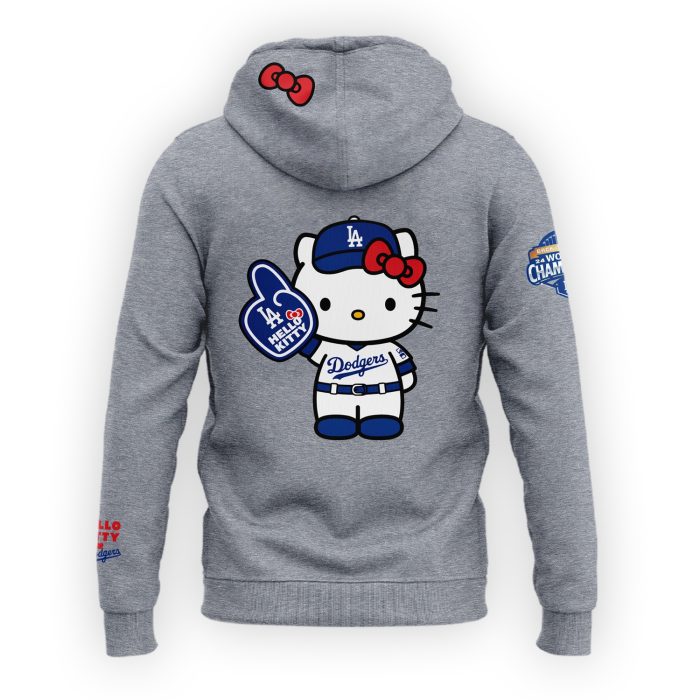 Limited Edition Los Angeles Dodgers x Hello Kitty Night Gray Hoodie - Image 3
