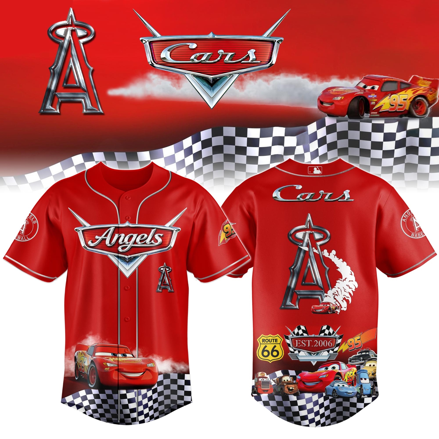 Los Angeles Angels Cars 20th Anniversary Inspired Limited Edition Baseball Jersey Los Angeles Angels Cars 20th Anniversary Inspired Limited Edition Baseball Jersey