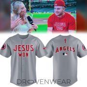 Los Angeles Angels Jesus Won Christian Baseball Jersey - Image 2