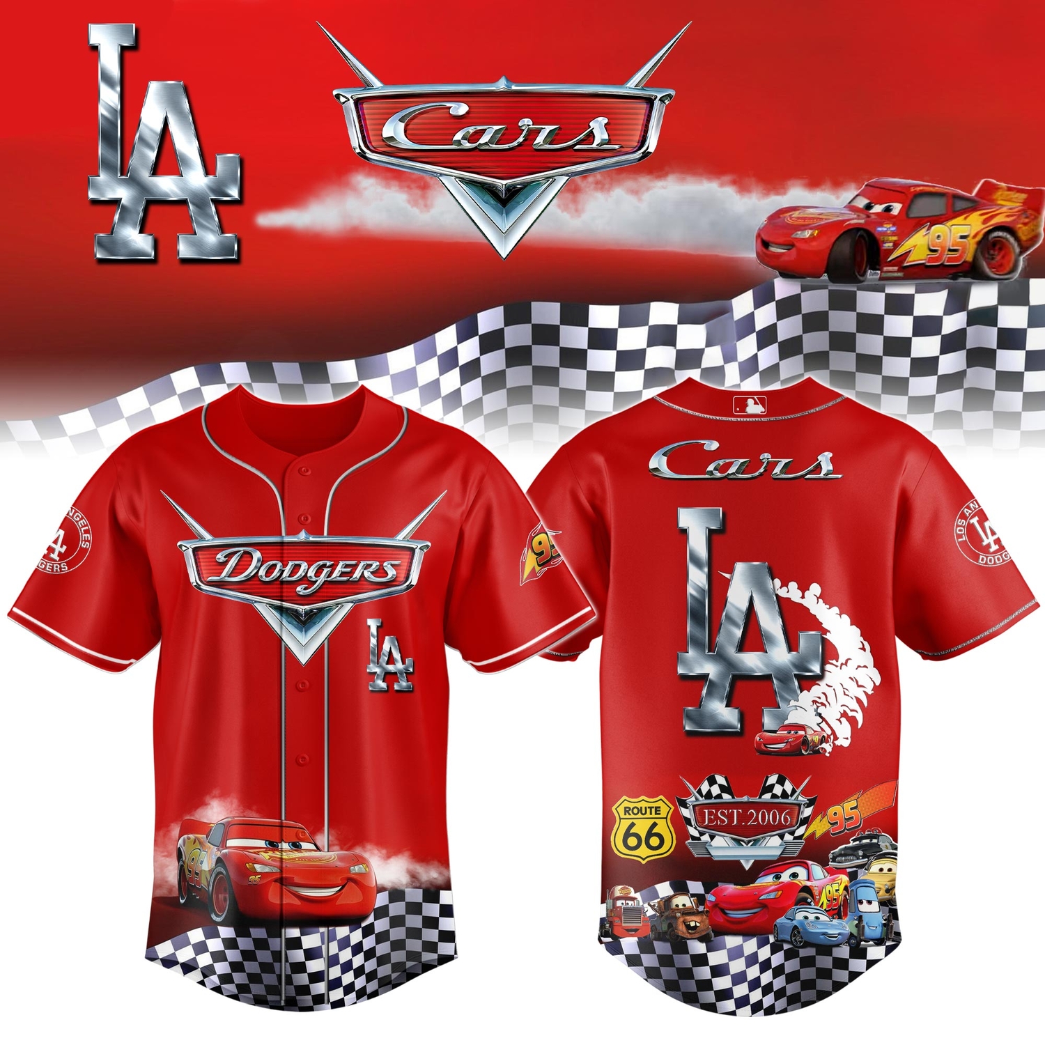 Los Angeles Dodgers Cars 20th Anniversary Inspired Limited Edition Baseball Jersey Los Angeles Dodgers Cars 20th Anniversary Inspired Limited Edition Baseball Jersey
