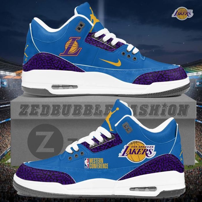 Los Angeles Lakers AJ3 Custom Sneakers 2026 Edition - Image 2