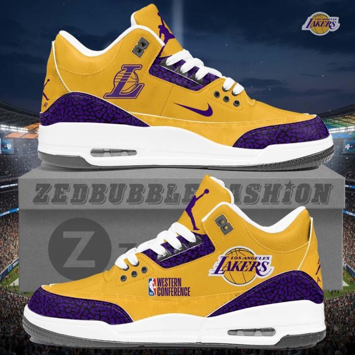 Los Angeles Lakers AJ3 Custom Sneakers 2026 Edition - Image 3