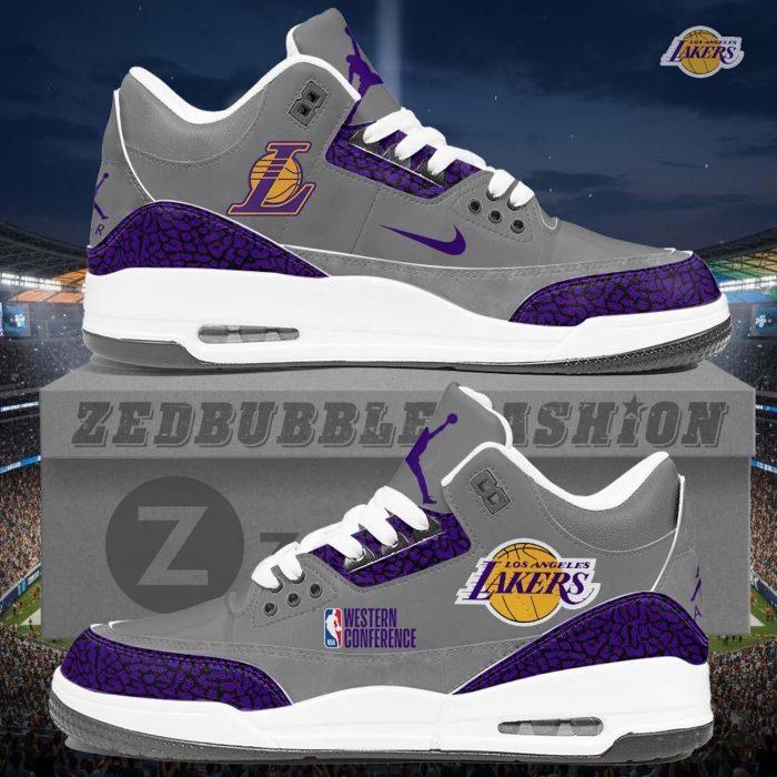 Los Angeles Lakers AJ3 Custom Sneakers 2026 Edition - Image 4