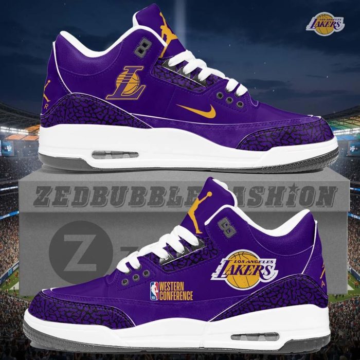 Los Angeles Lakers AJ3 Custom Sneakers 2026 Edition - Image 7