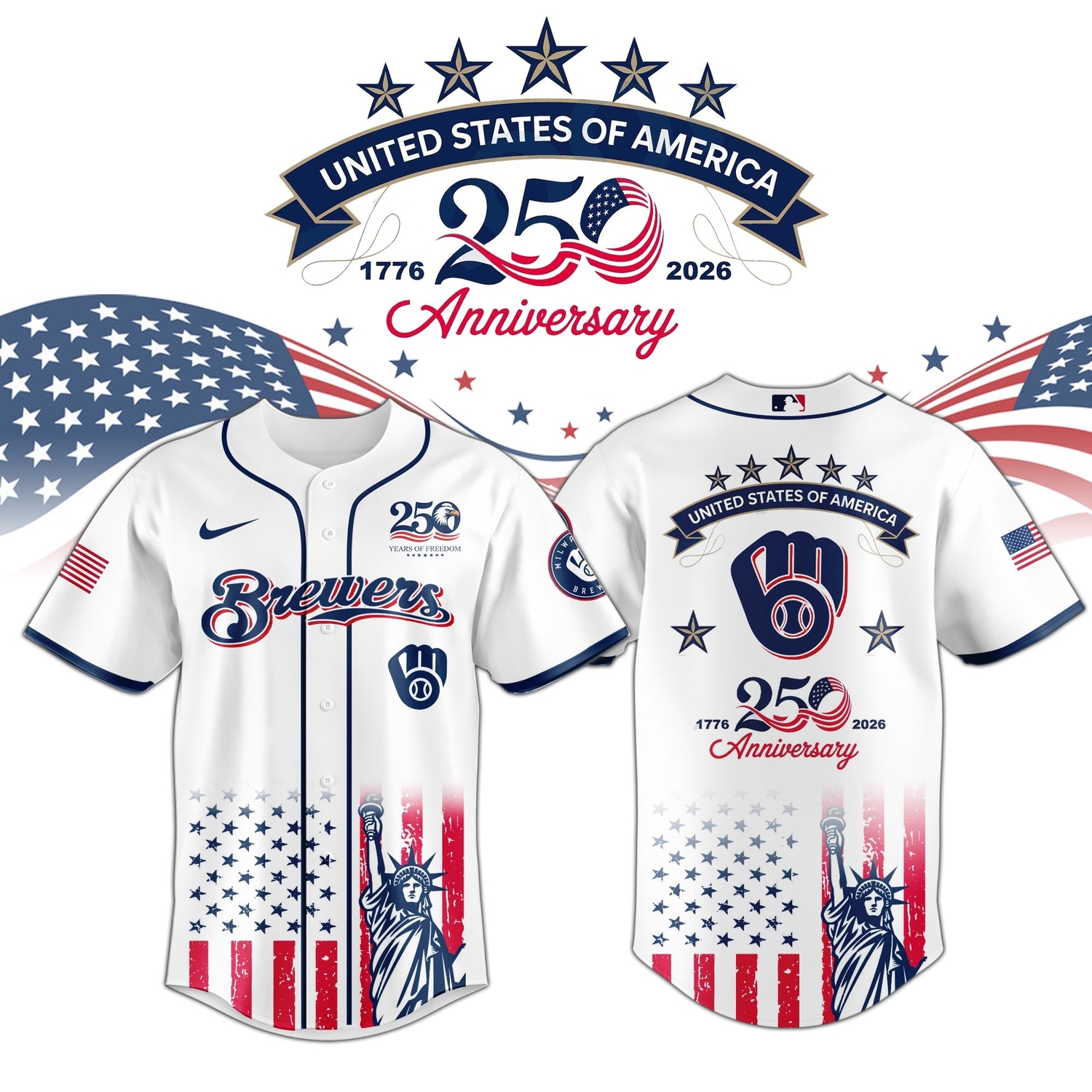 Milwaukee Brewers special America’s 250th Anniversary Limited Edition Jersey Milwaukee Brewers special America’s 250th Anniversary Limited Edition Jersey