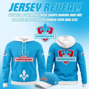 Maine Nordiques 2026 Powder Blue Team Hoodie by Drovenwear.com