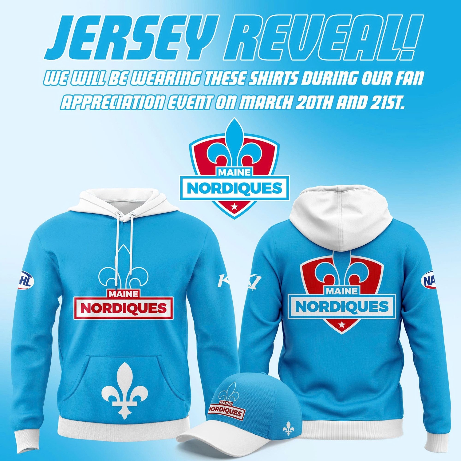 Maine Nordiques 2026 Powder Blue Team Hoodie Maine Nordiques 2026 Powder Blue Team Hoodie