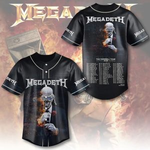 Megadeth 2026 World Tour Limited Edition Baseball Jersey by Drovenwear.com