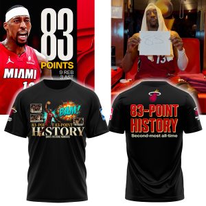Miami Heat Bam Adebayo 83 Point History Graphic TShirt by Drovenwear.com