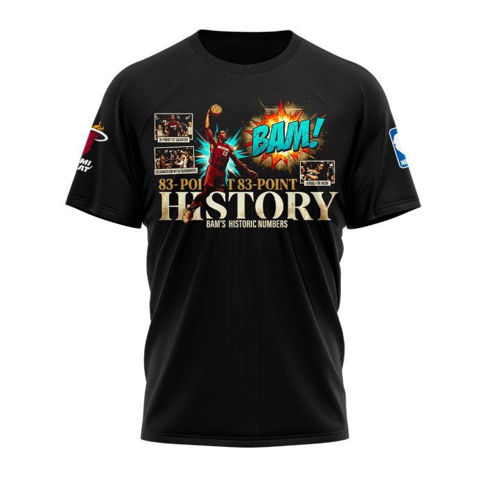 Miami Heat Bam Adebayo 83 Point History Graphic T-Shirt - Image 2