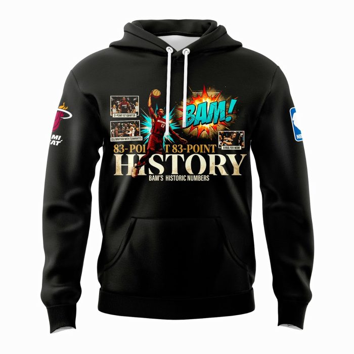 Miami Heat Bam Adebayo 83 Point History Limited Hoodie Black - Image 2