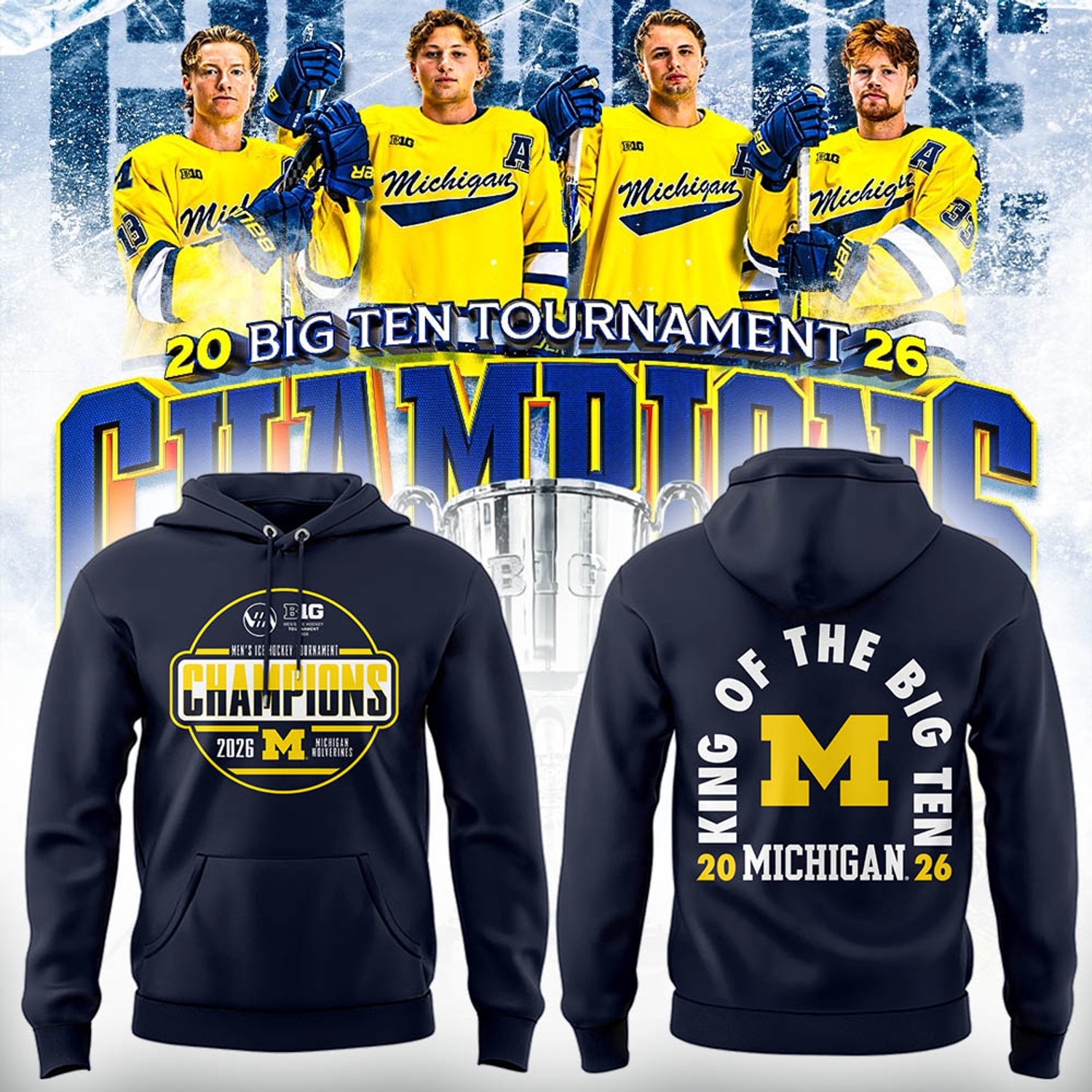 Michigan Hockey Tournament Champions 2026 Limited Edition Hoodie Black Version Michigan Hockey Tournament Champions 2026 Limited Edition Hoodie Black Version