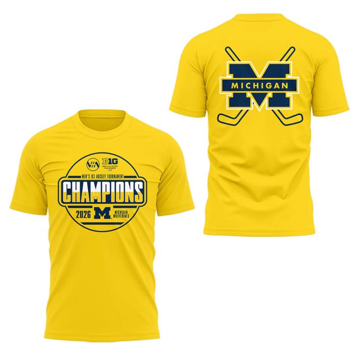 Michigan Hockey Tournament Champions 2026 Limited Edition T-Shirt Yellow Version - Image 2
