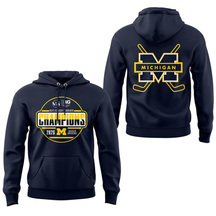Michigan Hockey Tournament Champions 2026 Premium Hoodie Black Ver2 - Image 2