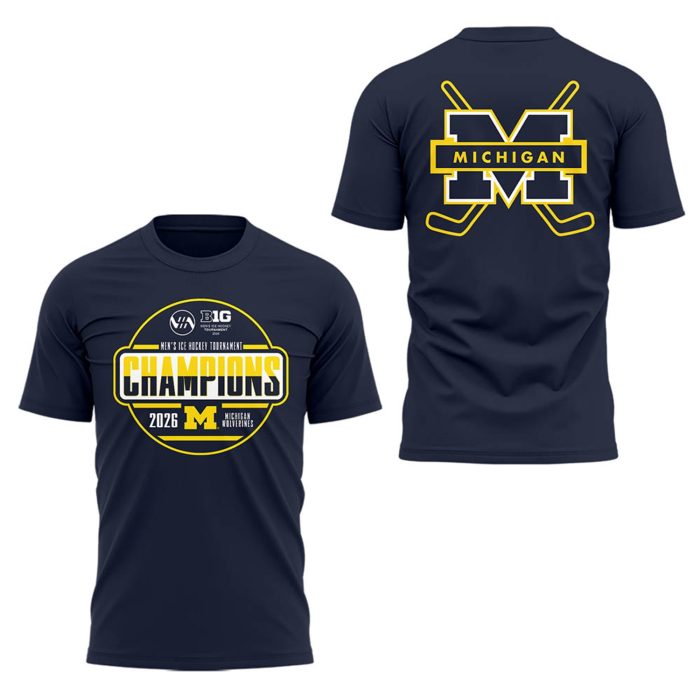 Michigan Hockey Tournament Champions 2026 Premium T-Shirt Black Ver2 - Image 2