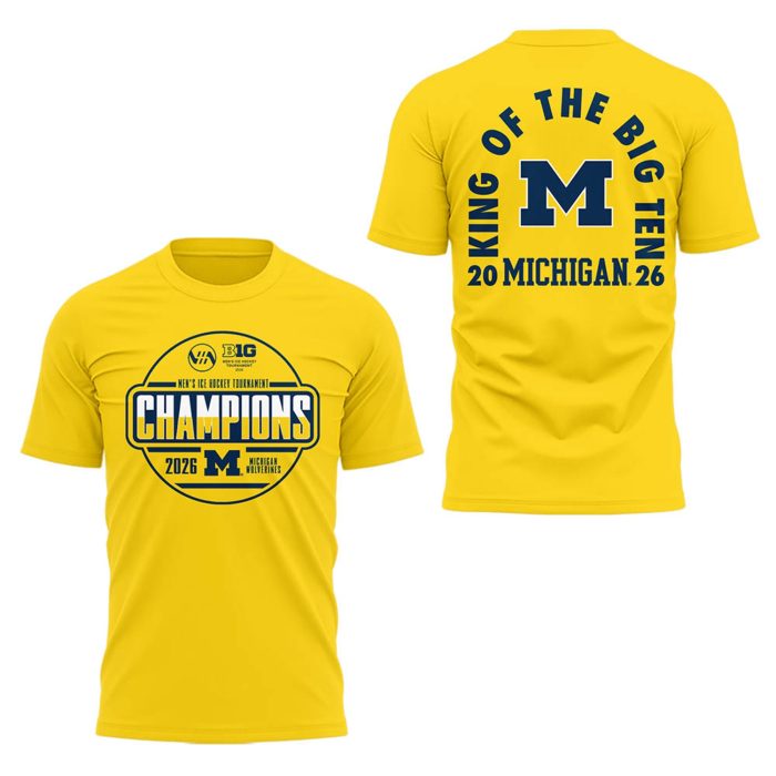 Michigan Hockey Tournament Champions 2026 Premium T-Shirt Yellow Ver2 - Image 2