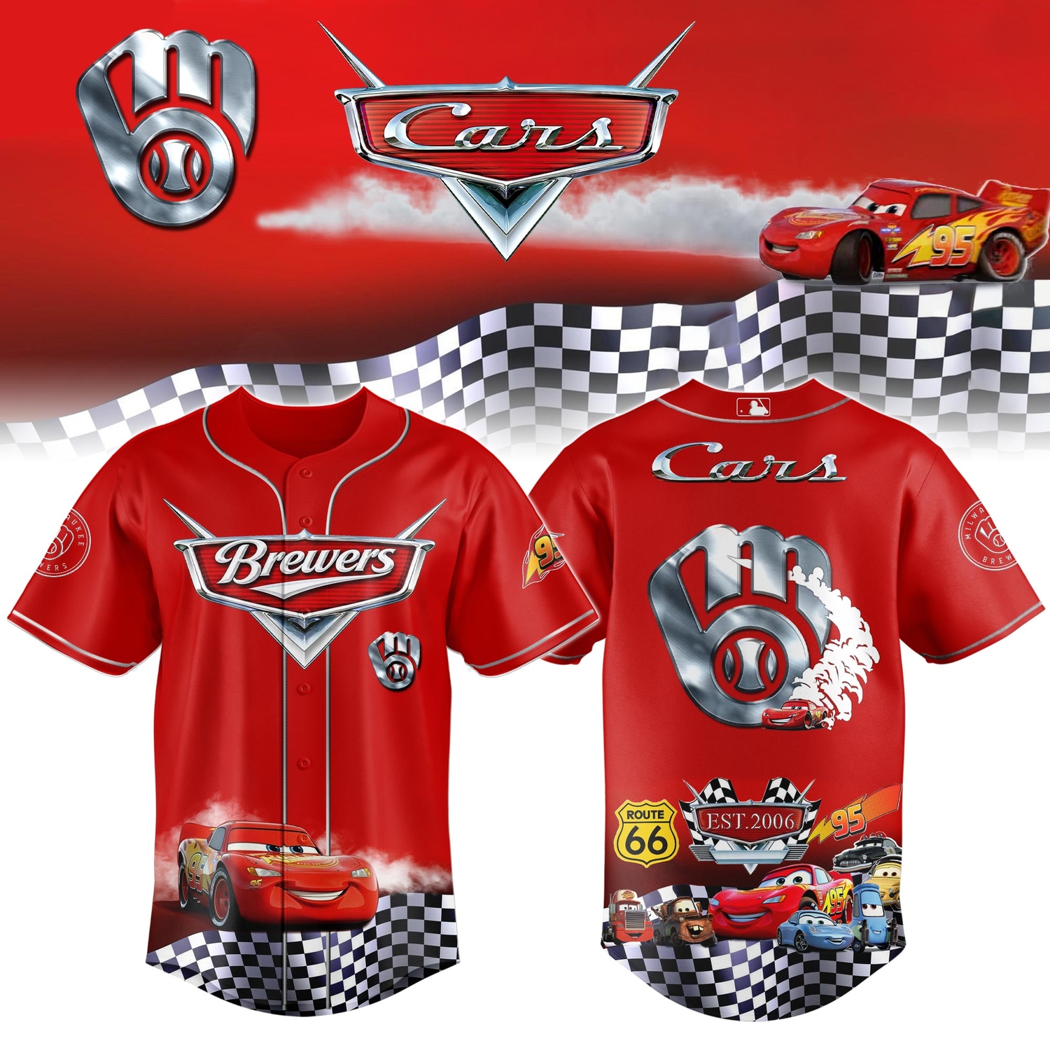 Milwaukee Brewers Cars 20th Anniversary Inspired Limited Edition Baseball Jersey Milwaukee Brewers Cars 20th Anniversary Inspired Limited Edition Baseball Jersey