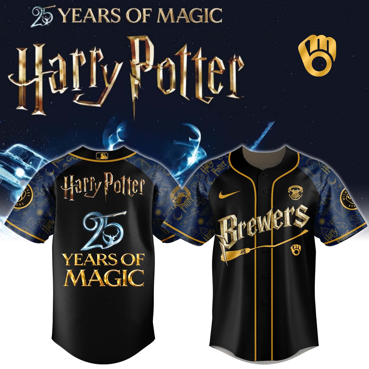 Milwaukee Brewers Harry Potter 25 Years Of Magic Game Night 2026 Special Edition Jersey Version 2 Milwaukee Brewers Harry Potter 25 Years Of Magic Game Night 2026 Special Edition Jersey Version 2