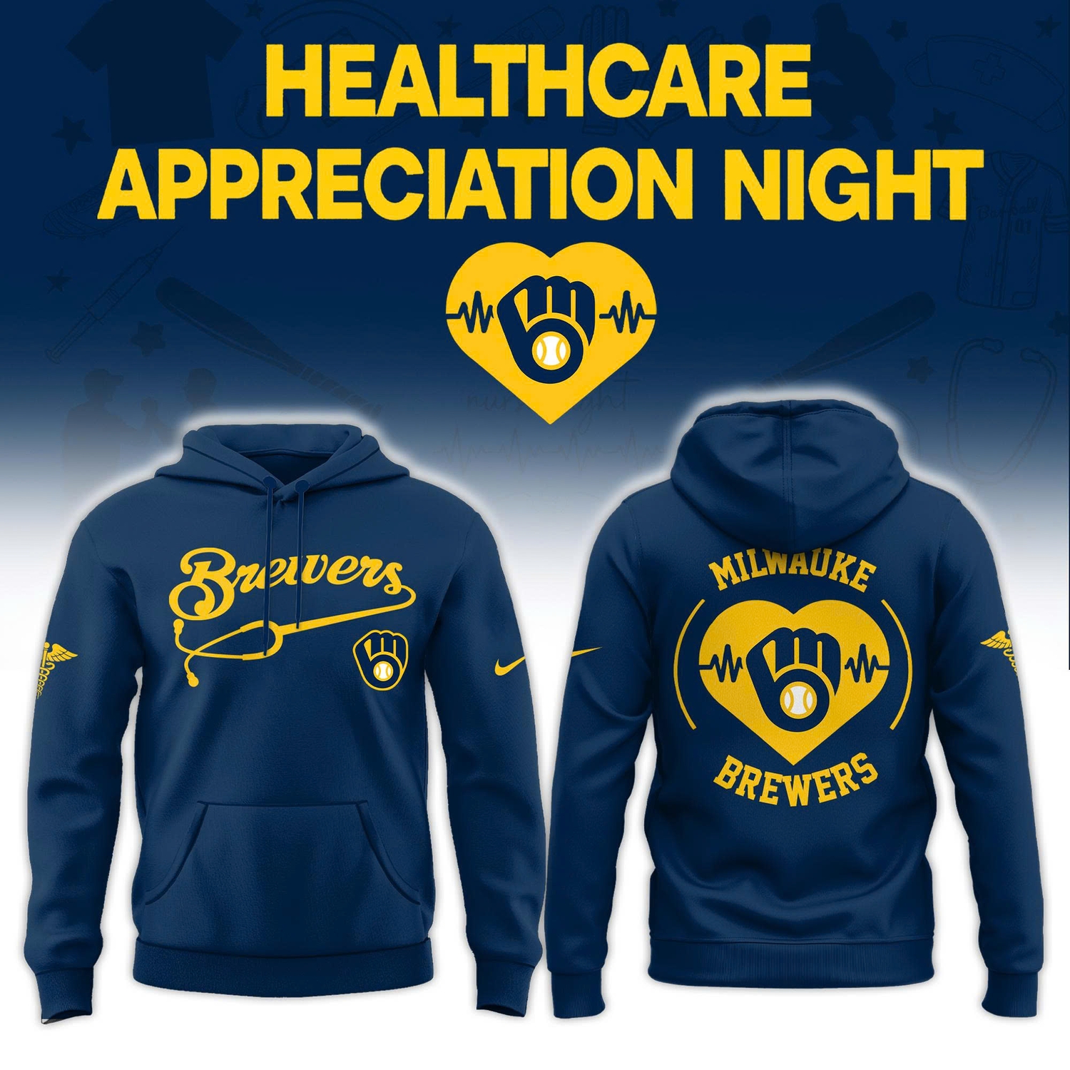 Milwaukee Brewers Healthcare Appreciation Night Limited Edition Hoodie| Jogger | Cap Milwaukee Brewers Healthcare Appreciation Night Limited Edition Hoodie| Jogger | Cap