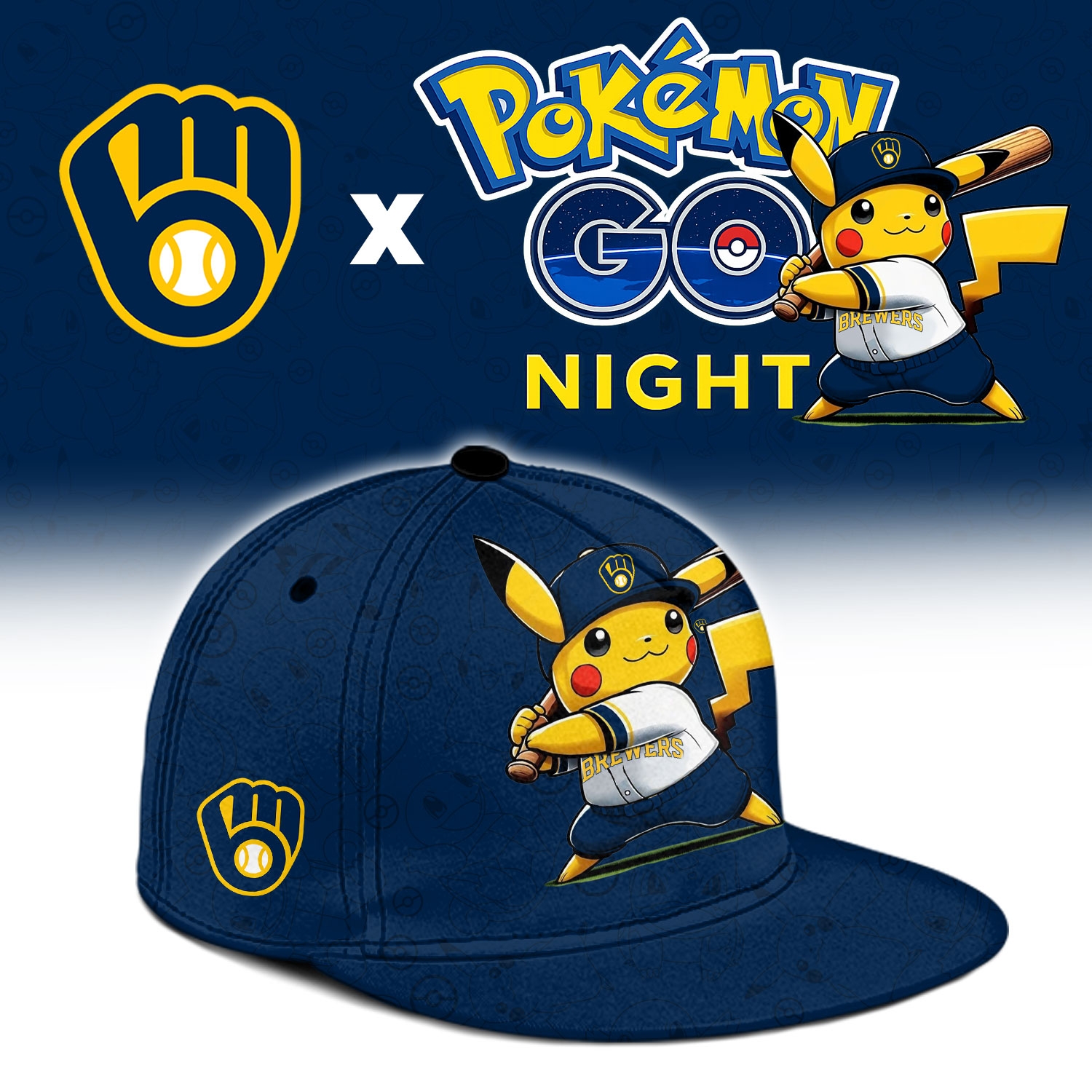 Milwaukee Brewers Pokémon GO Night Limited Edition Baseball Jersey Milwaukee Brewers Pokémon GO Night Limited Edition Baseball Jersey