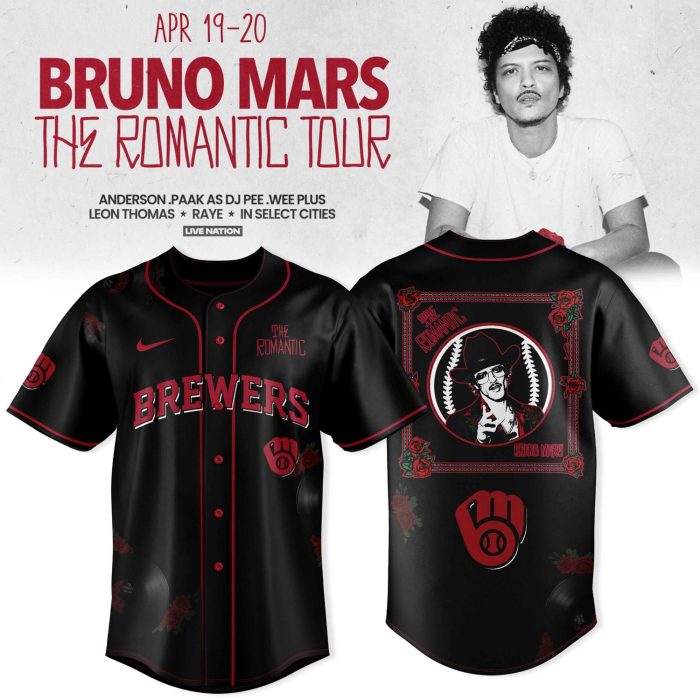 Milwaukee Brewers x Bruno Mars – The Romantic Tour 2026 Jersey Collection - Image 2