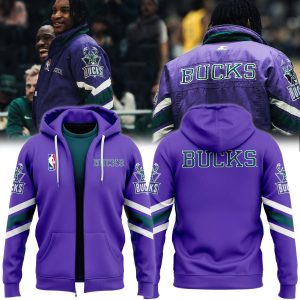 Milwaukee Bucks Retro Purple Zip Hoodie Vintage Style by Drovenwear.com