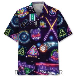 Neon Billiard Graphic Hawaiian Style Shirt by Drovenwear.com
