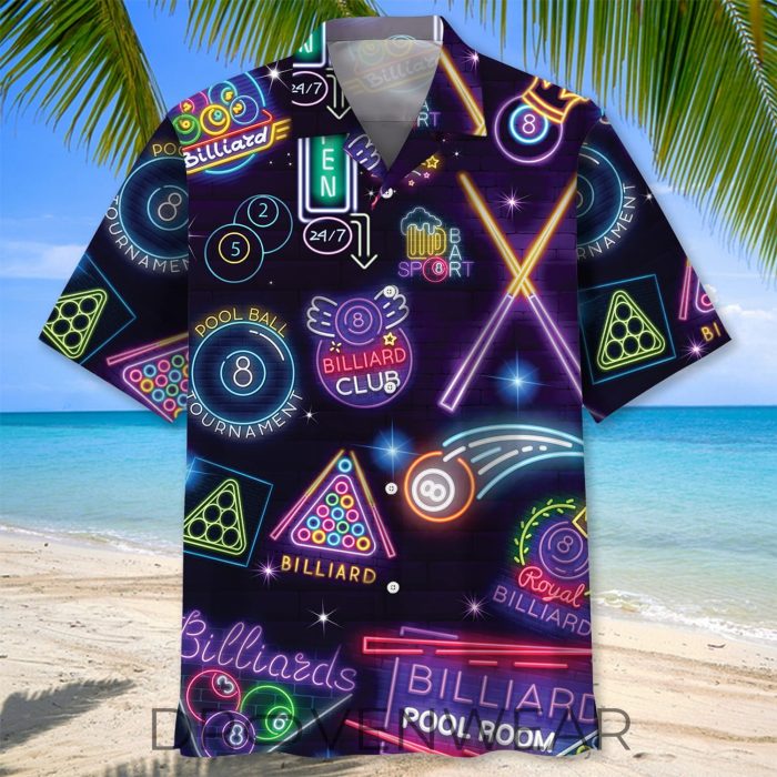 Neon Billiard Graphic Hawaiian Style Shirt - Image 2