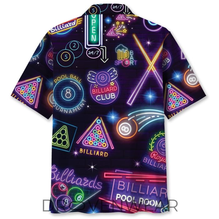 Neon Billiard Graphic Hawaiian Style Shirt - Image 3
