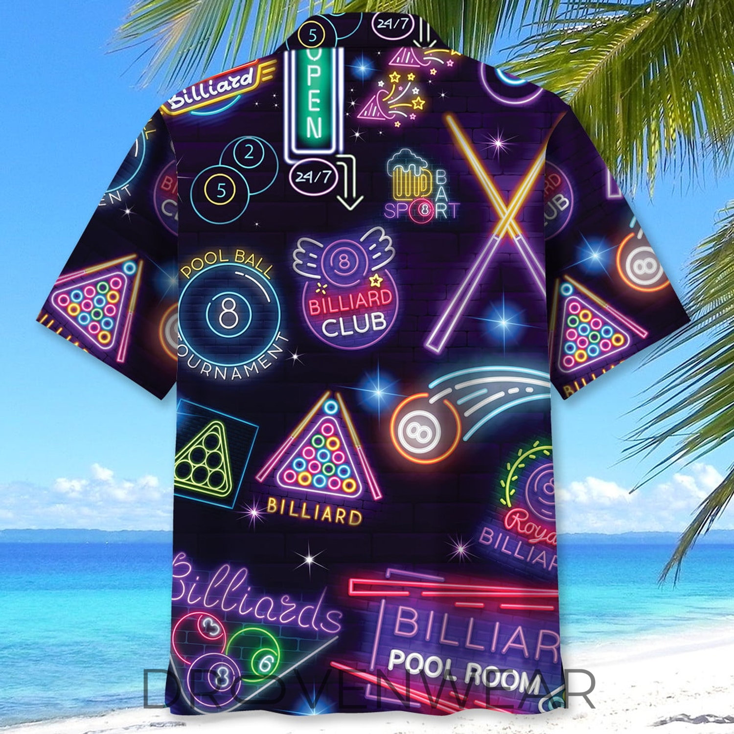 Neon Billiard Graphic Hawaiian Style Shirt Neon Billiard Graphic Hawaiian Style Shirt