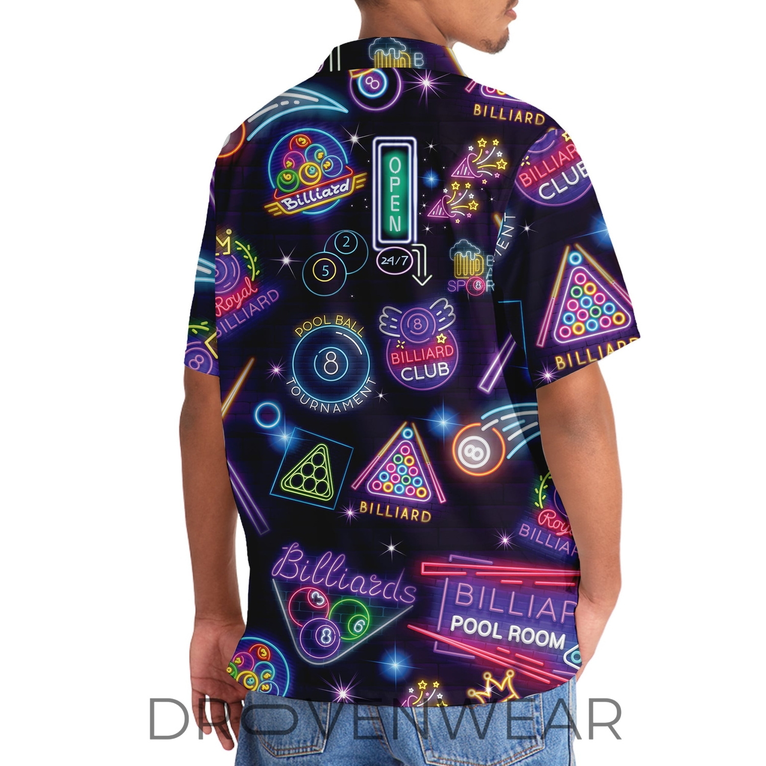 Neon Billiard Graphic Hawaiian Style Shirt Neon Billiard Graphic Hawaiian Style Shirt