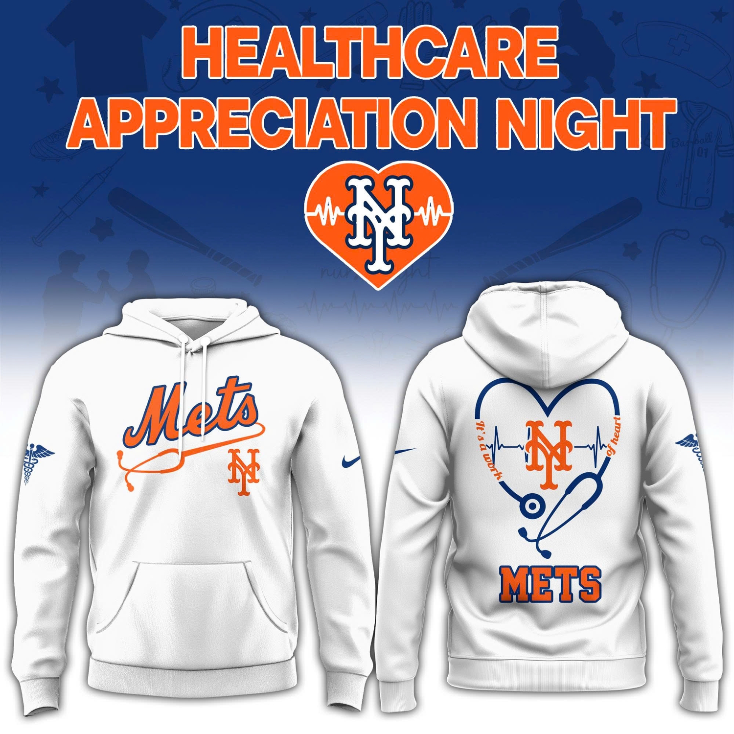 New York Mets Healthcare Appreciation Night Limited Edition Hoodie| Jogger | Cap V2 New York Mets Healthcare Appreciation Night Limited Edition Hoodie| Jogger | Cap V2