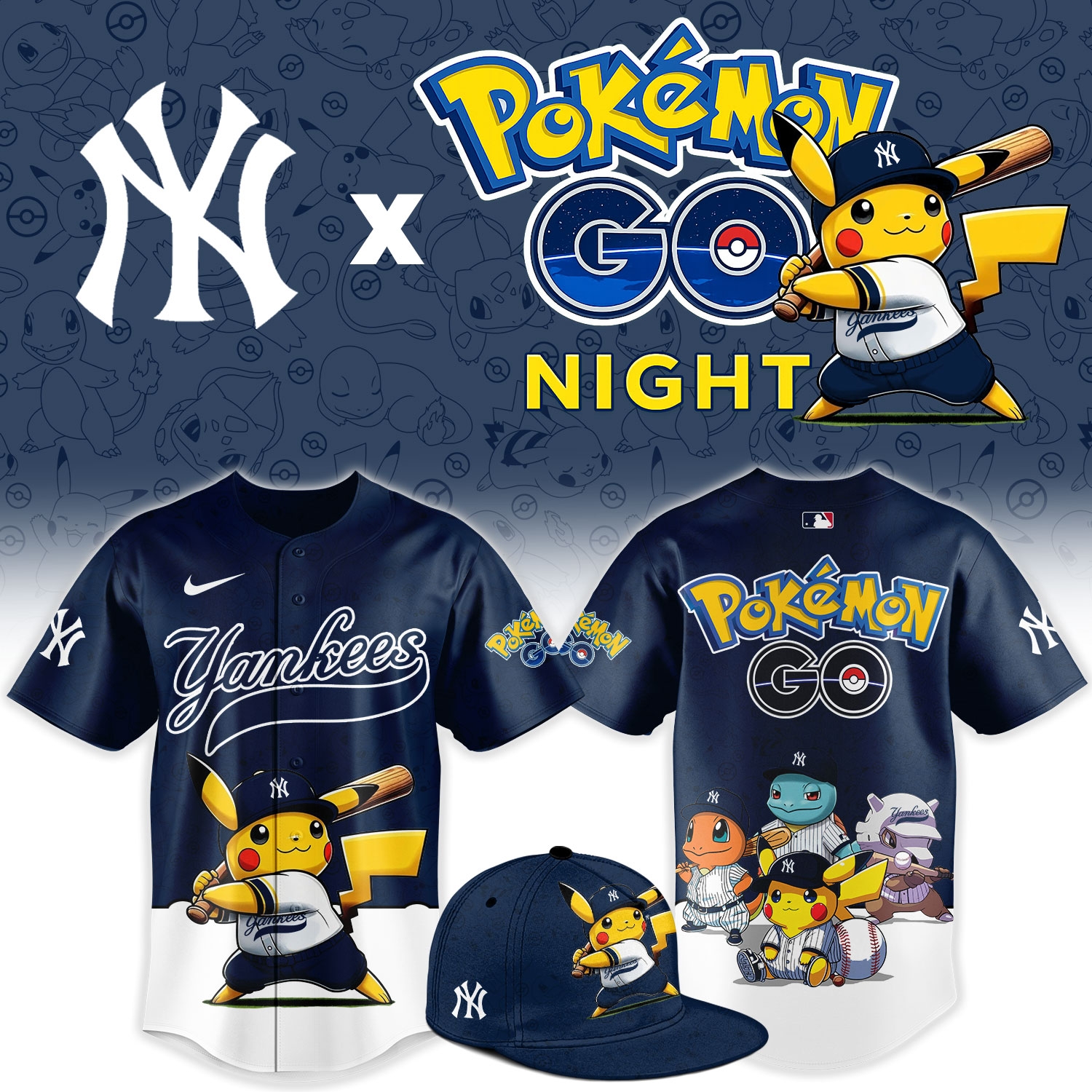 New York Yankees Pokémon GO Night Limited Edition Baseball Jersey New York Yankees Pokémon GO Night Limited Edition Baseball Jersey