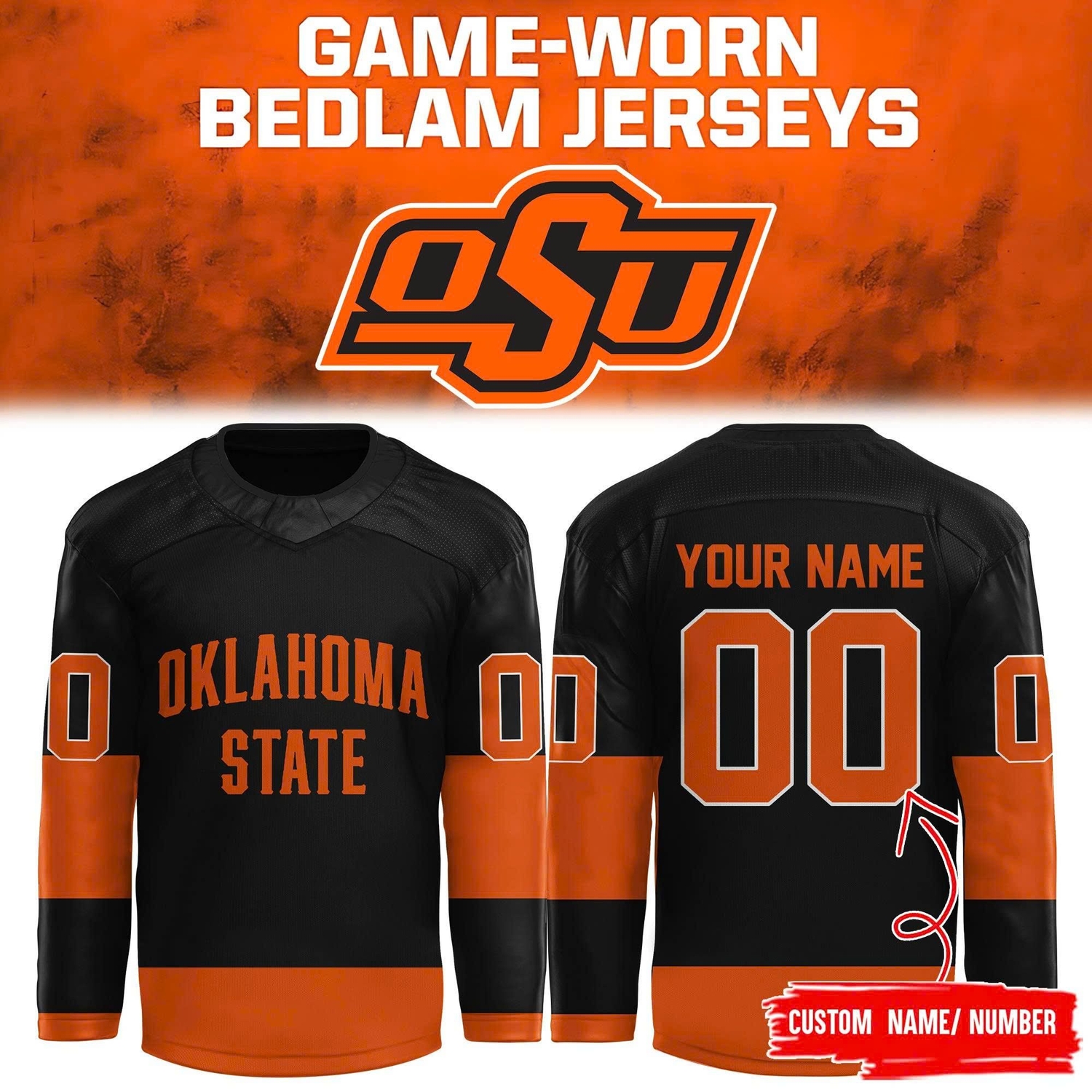 Oklahoma State Cowboys Hockey Bedlam Special Edition Cowboy Jersey Oklahoma State Cowboys Hockey Bedlam Special Edition Cowboy Jersey