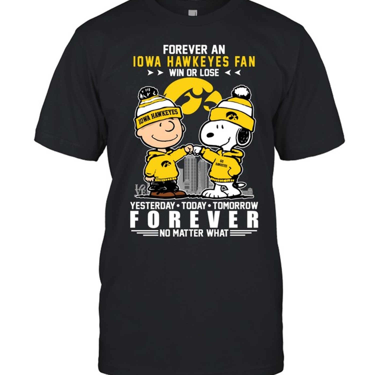 Peanuts x Iowa Hawkeyes Forever No Matter What Fan Unisex T-Shirt Peanuts x Iowa Hawkeyes Forever No Matter What Fan Unisex T-Shirt