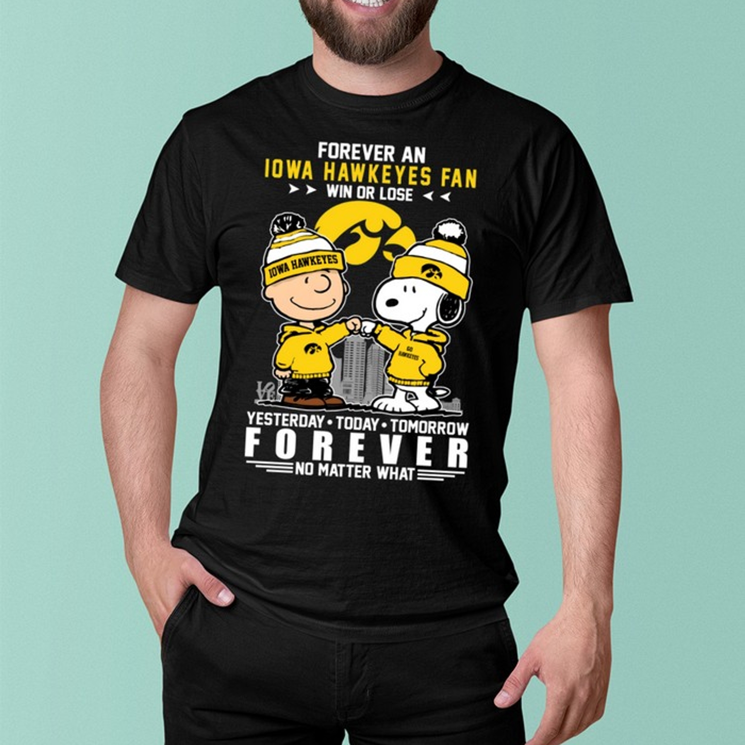 Peanuts x Iowa Hawkeyes Forever No Matter What Fan Unisex T-Shirt Peanuts x Iowa Hawkeyes Forever No Matter What Fan Unisex T-Shirt