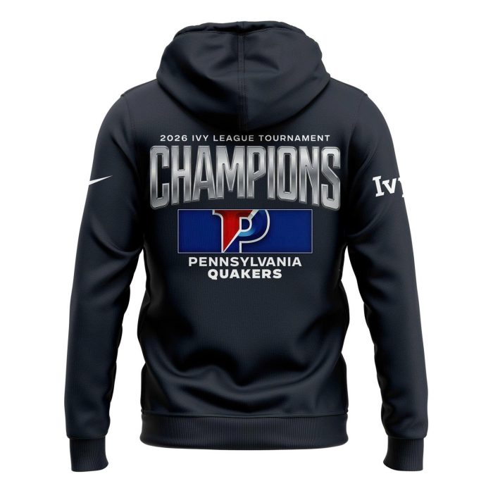 Penn Quakers 2026 Ivy League Men's Basketball Tournament Champions Blue 84 Hoodie – Updated Edition - Image 3