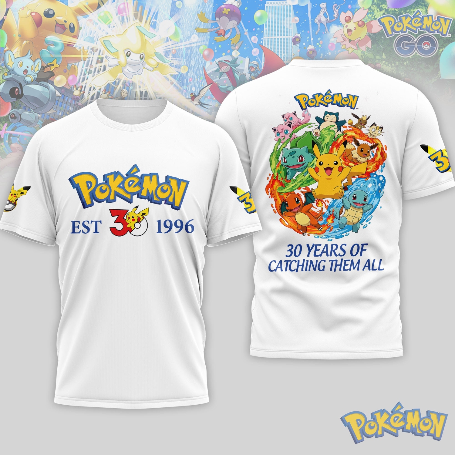 Pokémon 30th Anniversary EST 1996 Catching Them All T-Shirt 2026 Pokémon 30th Anniversary EST 1996 Catching Them All T-Shirt 2026