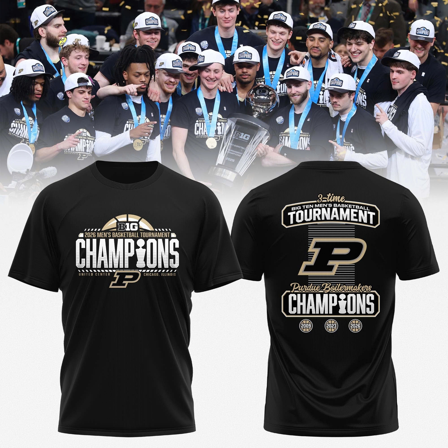 Purdue Boilermakers 2026 Big Ten Men's Basketball Tournament Champions Locker Room T-Shirt Purdue Boilermakers 2026 Big Ten Men's Basketball Tournament Champions Locker Room T-Shirt