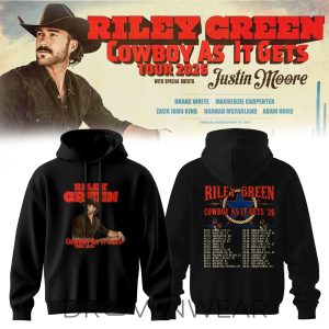 Riley Green Cowboy As It Gets Tour 2026 Classic Black Hoodie by Drovenwear.com