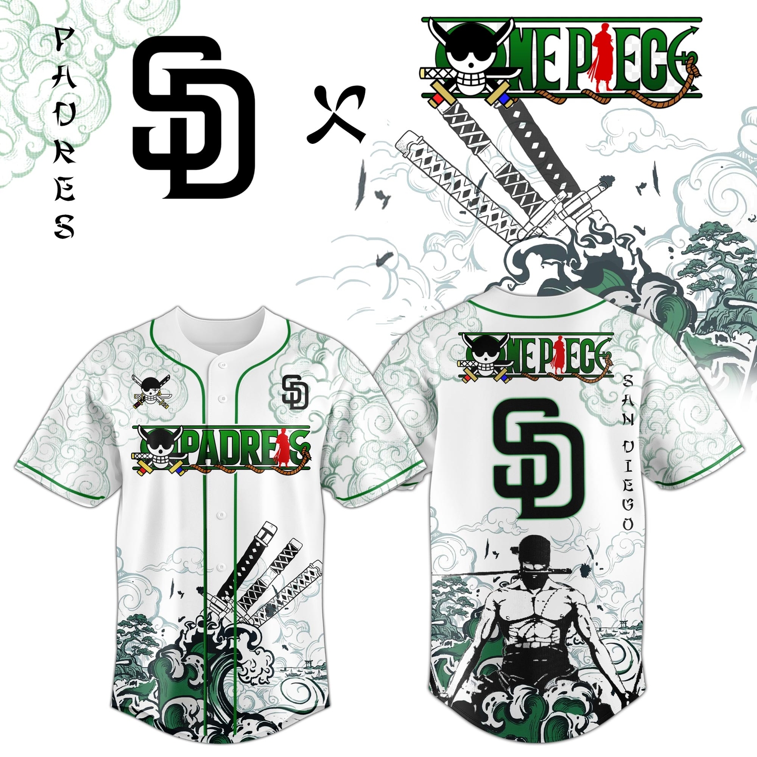 San Diego Padres x Zoro Ronin Emerald Wave Limited Edition Jersey San Diego Padres x Zoro Ronin Emerald Wave Limited Edition Jersey