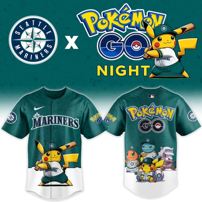 Seattle Mariners Pokémon GO Night Limited Edition Baseball Jersey - Image 2