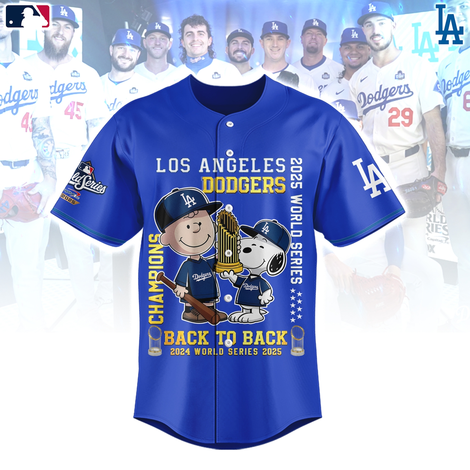 Snoopy Los Angeles Dodgers Champions Baseball Jersey Snoopy Los Angeles Dodgers Champions Baseball Jersey