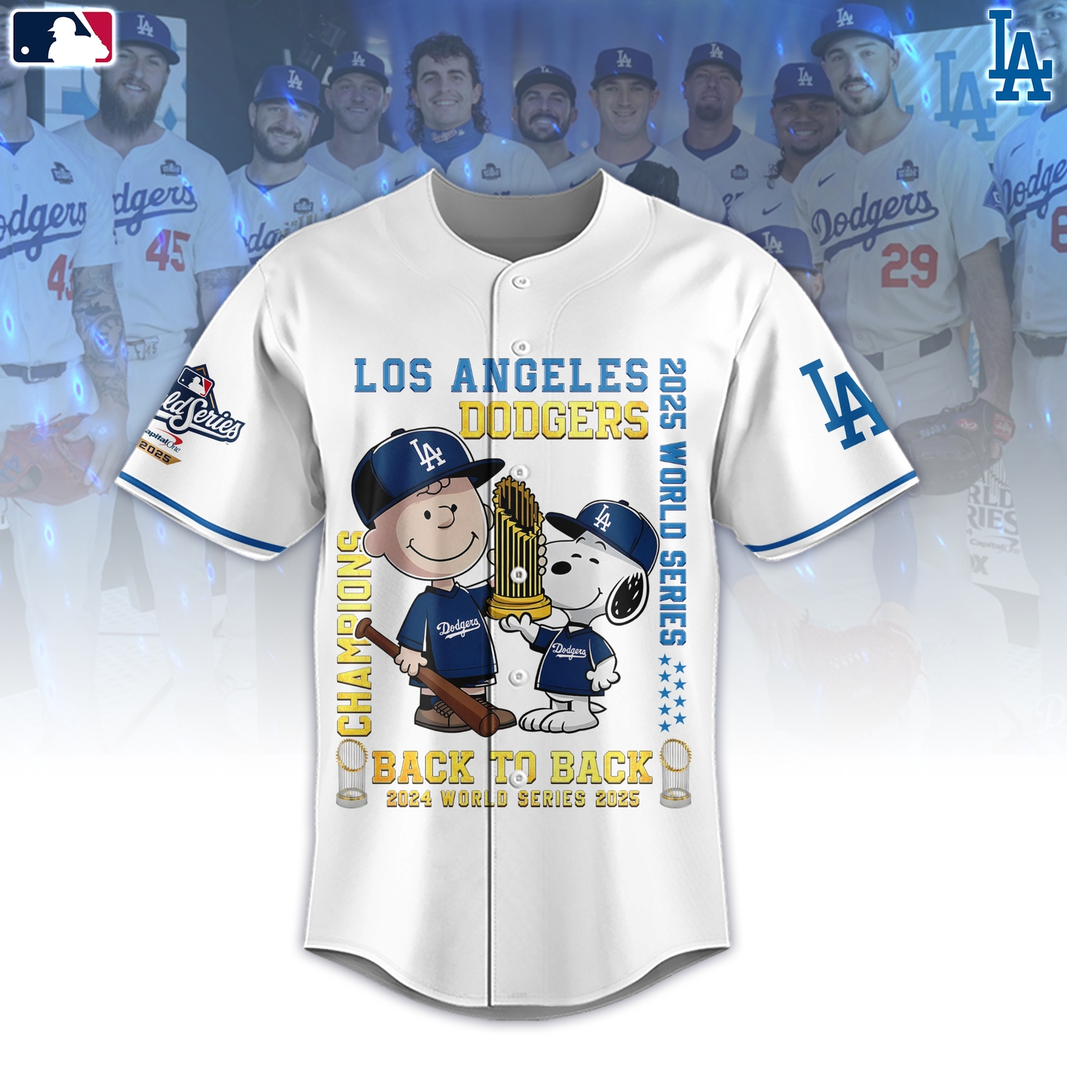 Snoopy Los Angeles Dodgers Champions Baseball Jersey Snoopy Los Angeles Dodgers Champions Baseball Jersey