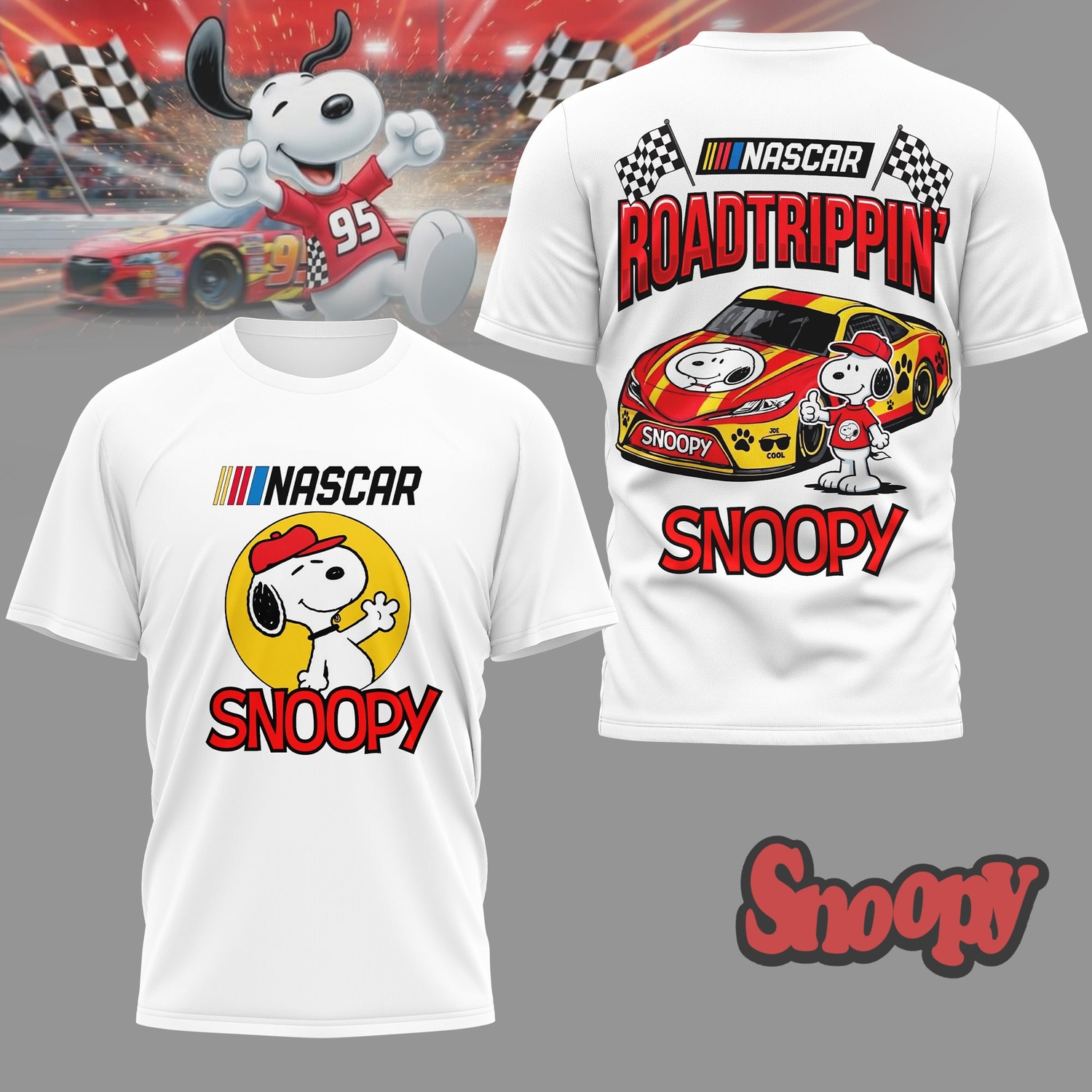 Snoopy Nascar Shirt, 3D Shirt, Cartoon Apparel Snoopy Nascar Shirt, 3D Shirt, Cartoon Apparel